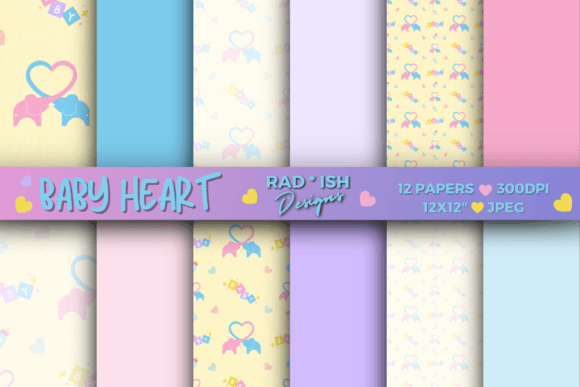 Download Baby Heart 12-Pc Digital Paper Pack - Premium Bundle