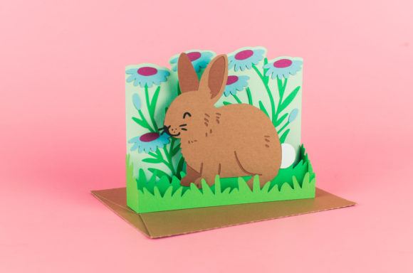 Download Bunny with Flowers Box Card - Premium Resources