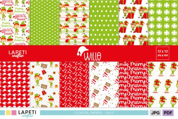 Download Christmas Elf Digital Scrapbooking Paper - Christmas Collection