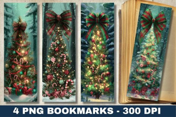 Download Christmas Tree Plaid Bow Decor Bookmark - Christmas Collection