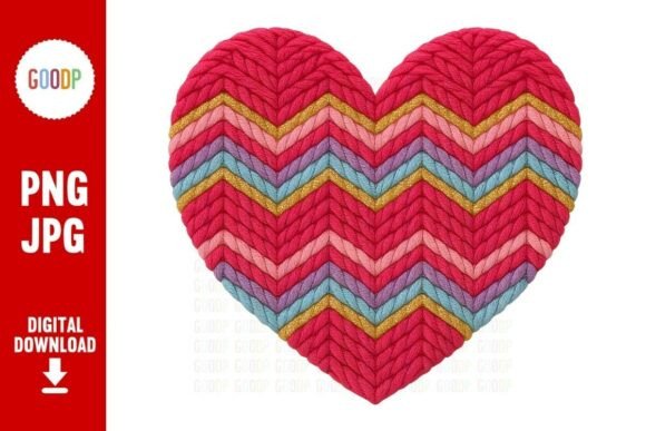 Download Rainbow Chevron Crochet Heart Png - Chevron Collection
