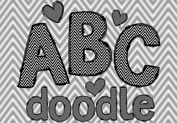Download Black White Chevron Doodle Letters PNG - Chevron Collection