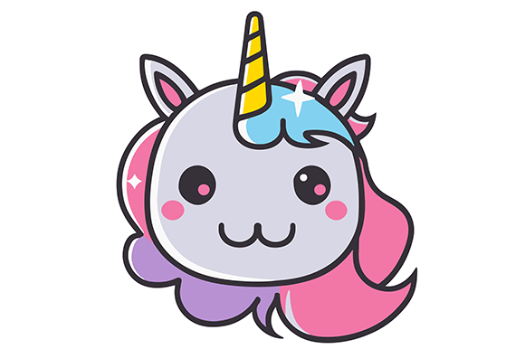 Download Cute Cartoon Unicorn Head Kawaii Vector - Unicorn Collection