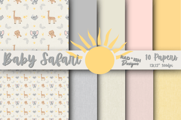 Download Baby Safari Digital 10-Piece Paper Pack - Premium Resources