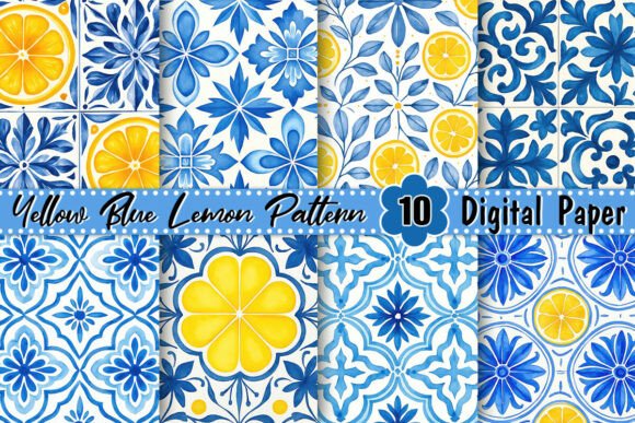 Download Yellow Blue Lemon Pattern - Lemon pattern Collection