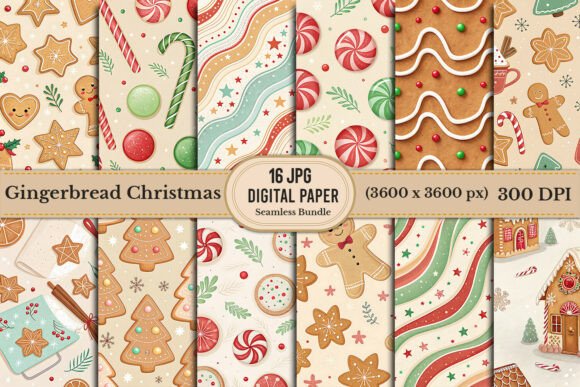 Download Gingerbread Christmas Digital Paper - Christmas Collection