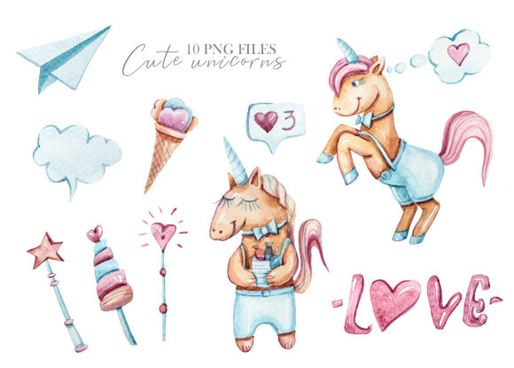 Download Watercolor Valentine Day Unicorn Clipart - Unicorn Collection