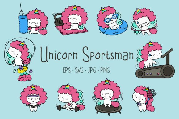 Download Cute Kawaii Unicorn Sportsman Clipart - Unicorn Collection