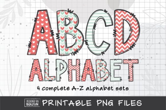 Download Coral, Mint Heart, Chevron, Dots Letters - Chevron Collection