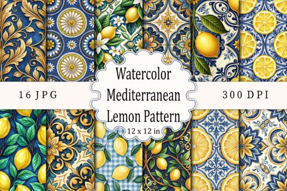 Download Watercolor Mediterranean Lemon Pattern - Lemon pattern Collection